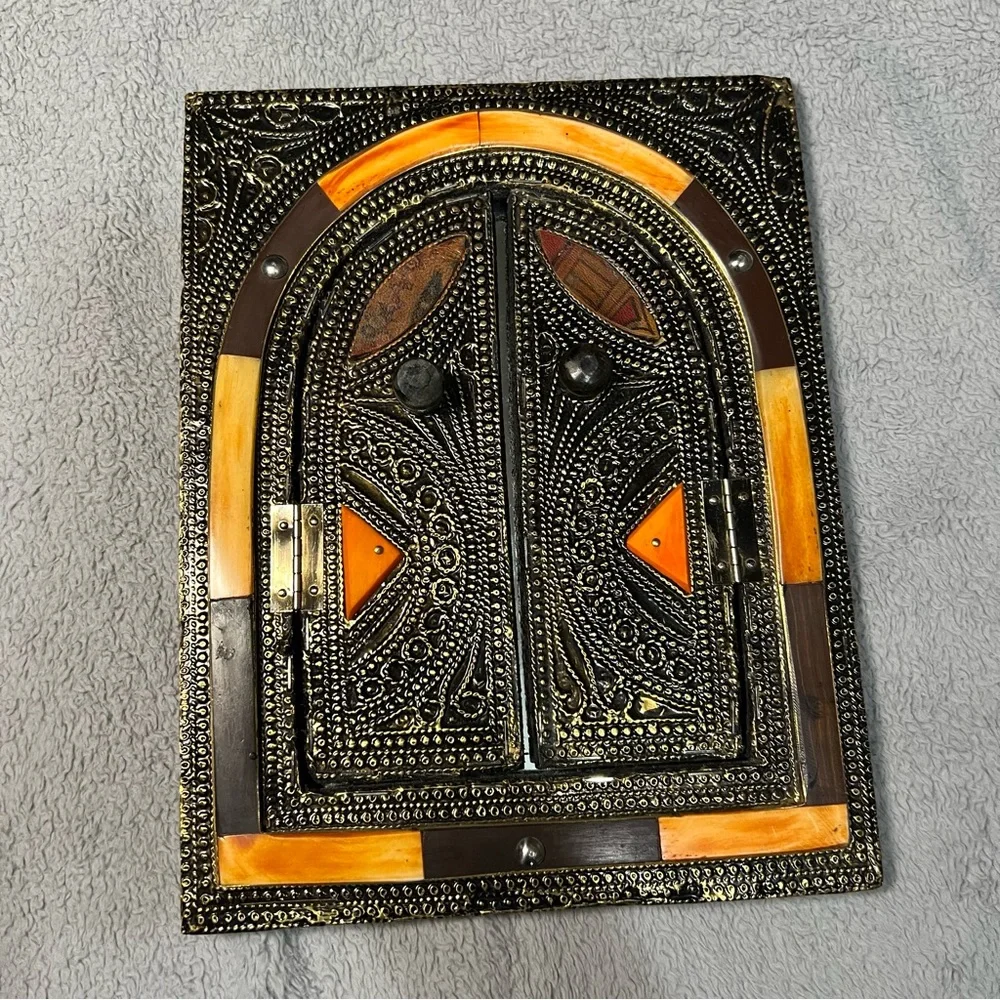 Stunning Vintage Moroccan Mirror With Doors Unique Moorish Style Wall Hanging